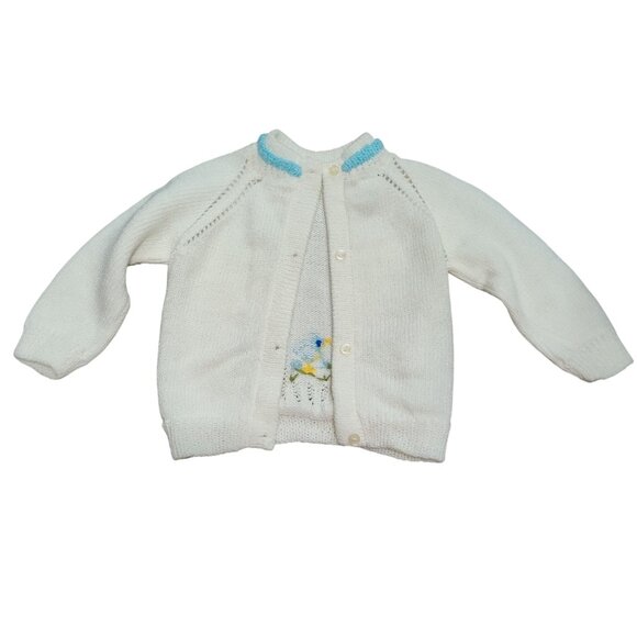 Vitania 12–18M Handmade Vintage Baby Knit Set Sweater Pants Bluebird Mexico Cute - Picture 7 of 11